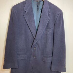 Bill Blass Jacket Navy 100% Camel Hair Flannel Blazer Union Made in USA VTG